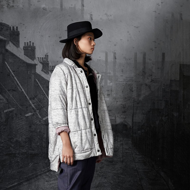 RE_Snow's whispers jump behind the color buckle cotton jacket - Women's Casual & Functional Jackets - Cotton & Hemp Gray