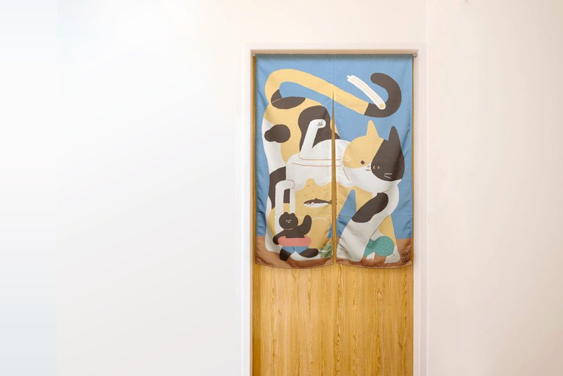 插畫門簾 掛布 - 啤酒海探險 - 門簾/門牌 - 聚酯纖維 藍色