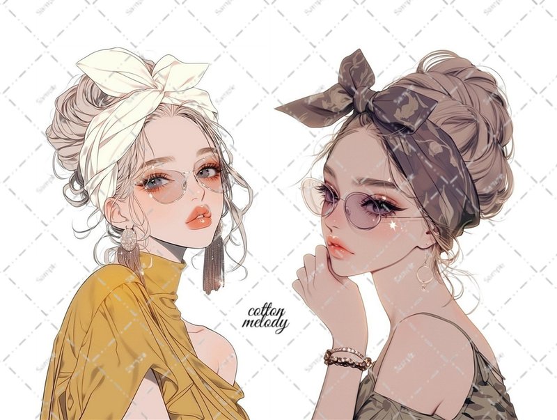 original sticker no.6329 人物ステッカー オリジナルステッカー 人物ステッカー 女の子ステッカー オリジナル人物ステッカー - 貼紙 - 紙 