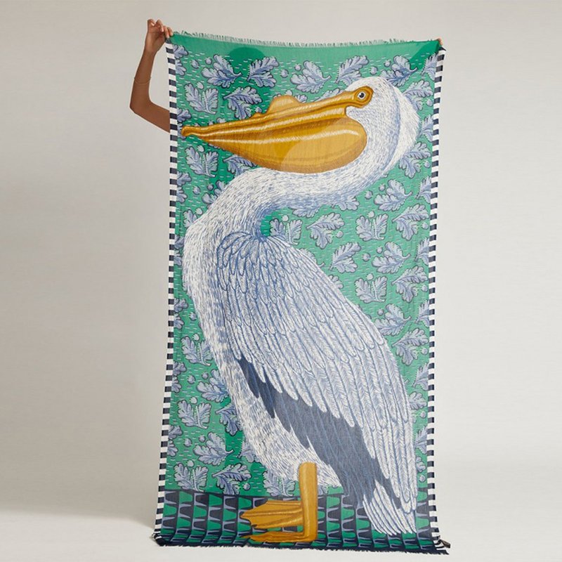 INOUI EDITIONS PELICAN 純棉圍巾 / EMERALD - 圍巾/披肩 - 棉．麻 藍色