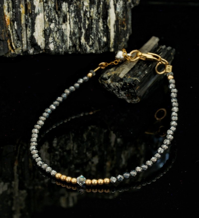 曰本 Cenfill 鋼絲 鈦赫兹石 14K包金 GF Swarovski 水晶手鍊 - 手鍊/手環 - 寶石 