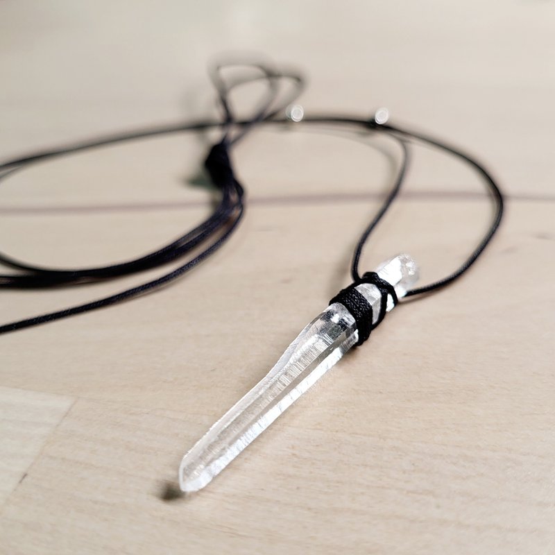 •Pure•Lemurian Crystal Sterling Silver Beads Unisex Necklace Two Types - Necklaces - Crystal Transparent