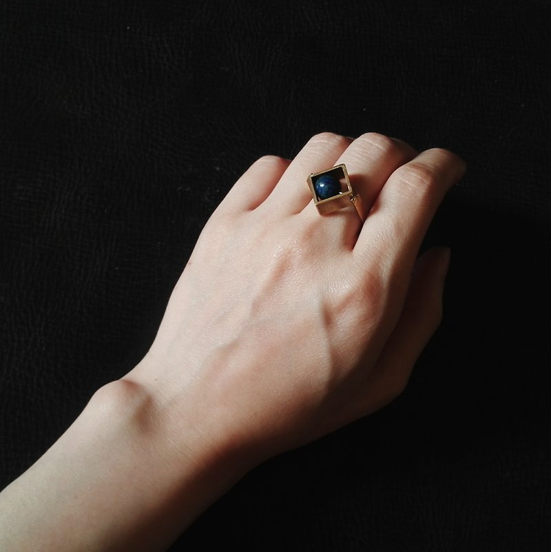 [Mush] Brass Geometric wSquare Ring - General Rings - Other Metals Multicolor