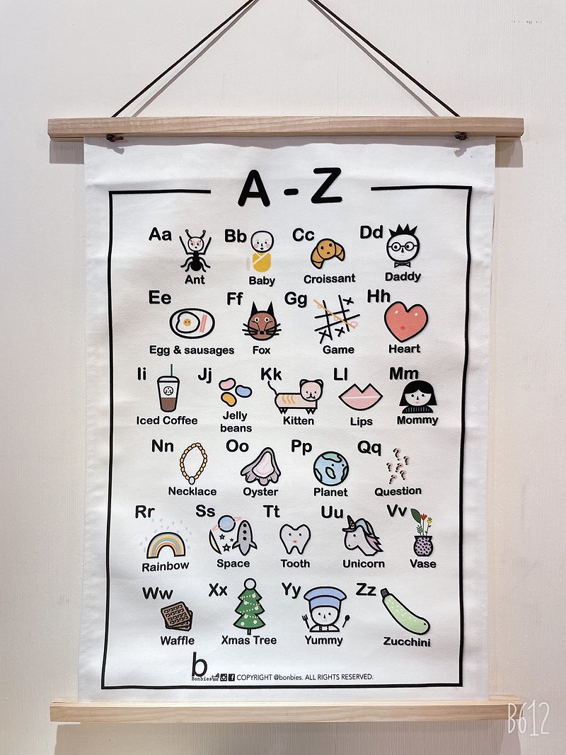 ผ้าฝ้าย/ผ้าลินิน เฟอร์นิเจอร์เด็ก - Bonbies Learning Hanging Curtain for Kids | Alphabet A to Z | Wall Decor | Decoration |
