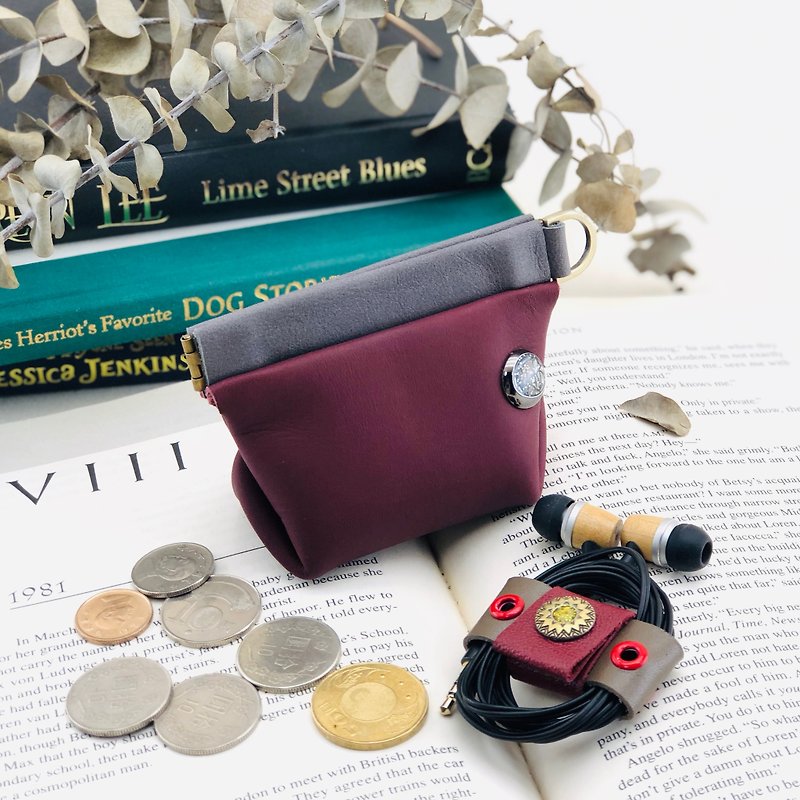 彈片立體多功能小小包 --- 零錢包 / 收納 / 鑰匙 / 耳機 - 零錢包/小錢包 - 真皮 紫色