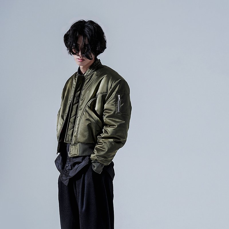 wide shoulder bomber jacket - Men's Coats & Jackets - Nylon Green