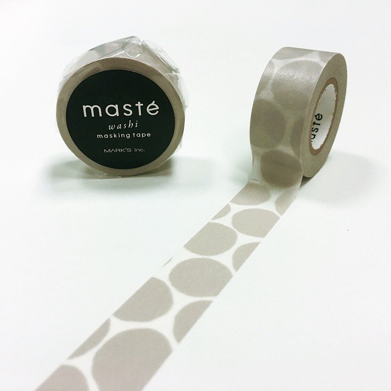 maste 和紙膠帶 海外限定系列-Basic【泡泡點點-灰 (MST-MKT199-GY)】 - 紙膠帶 - 紙 灰色