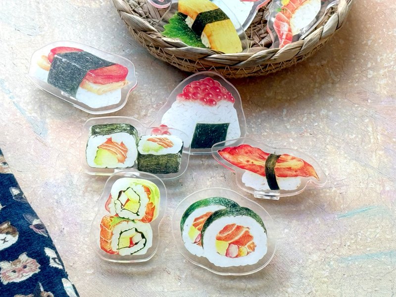 Hand-Painted Food Illustration Japanese Cuisine Acrylic Clip Document Holder Ticket Clip - แฟ้ม - พลาสติก 