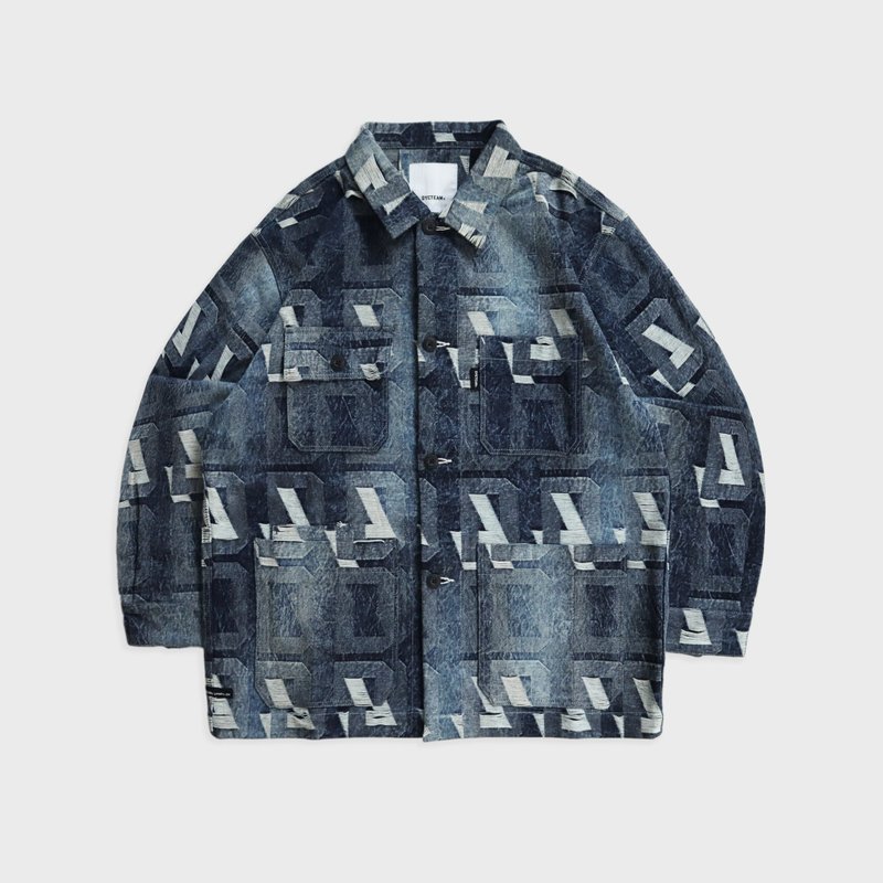 DYCTEAM - DS Pattern Jacquard work jacket - เสื้อโค้ทผู้ชาย - วัสดุอื่นๆ สีน้ำเงิน