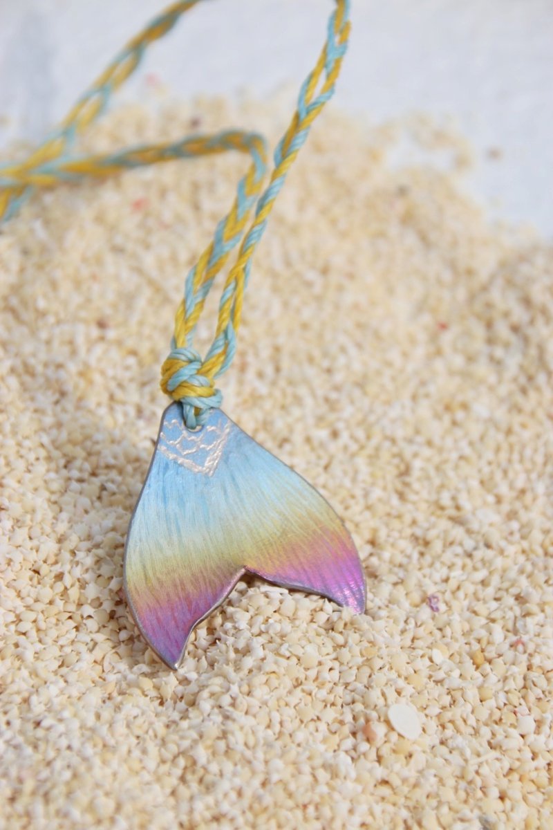 Pure titanium x handmade x mermaid tail necklace can change color - สร้อยคอ - โลหะ หลากหลายสี