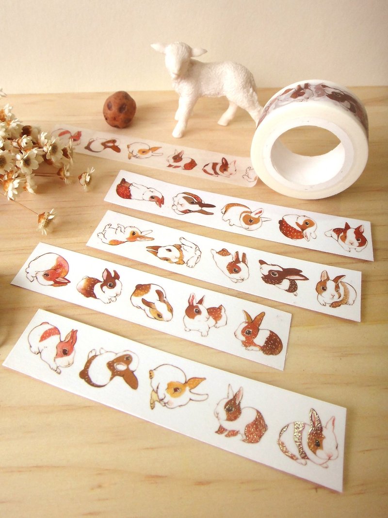 Brown small animal series - rabbit paper tape - มาสกิ้งเทป - กระดาษ หลากหลายสี
