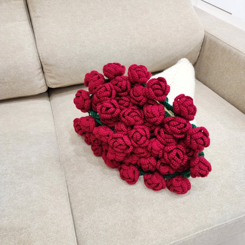 客製編織毯 玫瑰毯 - 棉被/毛毯 - 羊毛 紅色