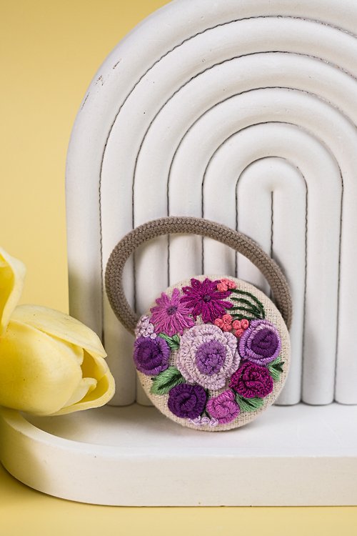 sacit-shop hair rubber band, flower lover pattern, purple attha