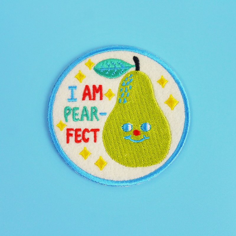 I Am Pear-fect 我很完美刺繡布貼 繡布燙 可愛燙貼繡片 - 其他 - 繡線 綠色