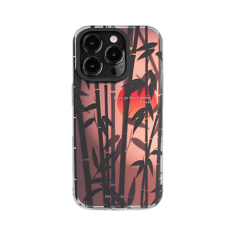 Red Moon Bamboo Forest iPhone Case - เคส/ซองมือถือ - วัสดุอื่นๆ 