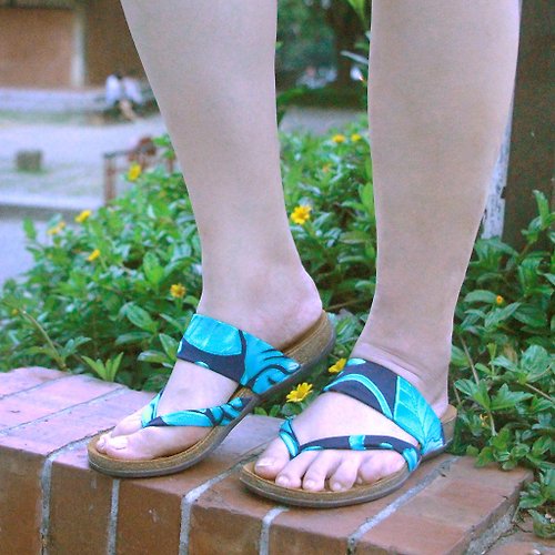 Alina 健康鞋 【京都の風景 翡冷翠】日式舒活/彈力萊卡布料 真皮軟木氣墊鞋