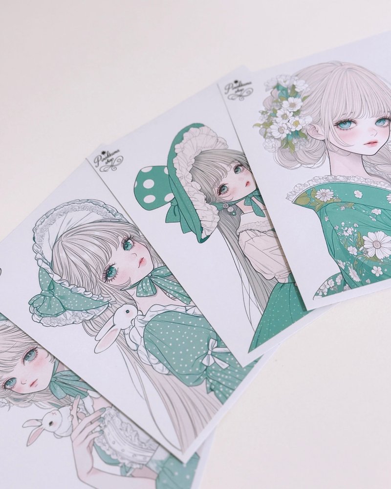 4種類 pinokkumashop 人物ステッカー 女の子ステッカー コラージュ素材 - 貼紙 - 紙 