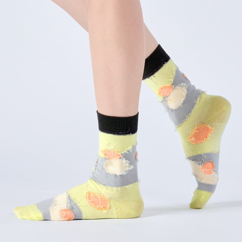 夢的島嶼 中筒襪 - 淺綠(F) - 襪 - 棉．麻 綠色