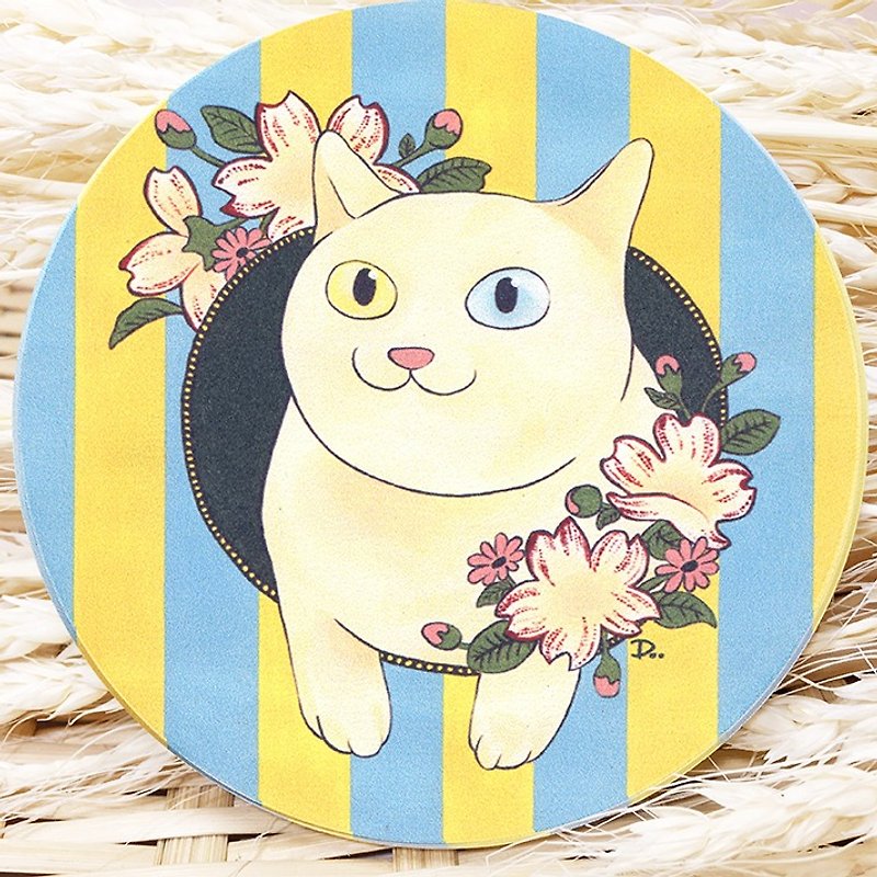 Cat Ukiyoe-Showa Period Retro Label/Ceramic Water Coaster - ที่รองแก้ว - ดินเผา หลากหลายสี