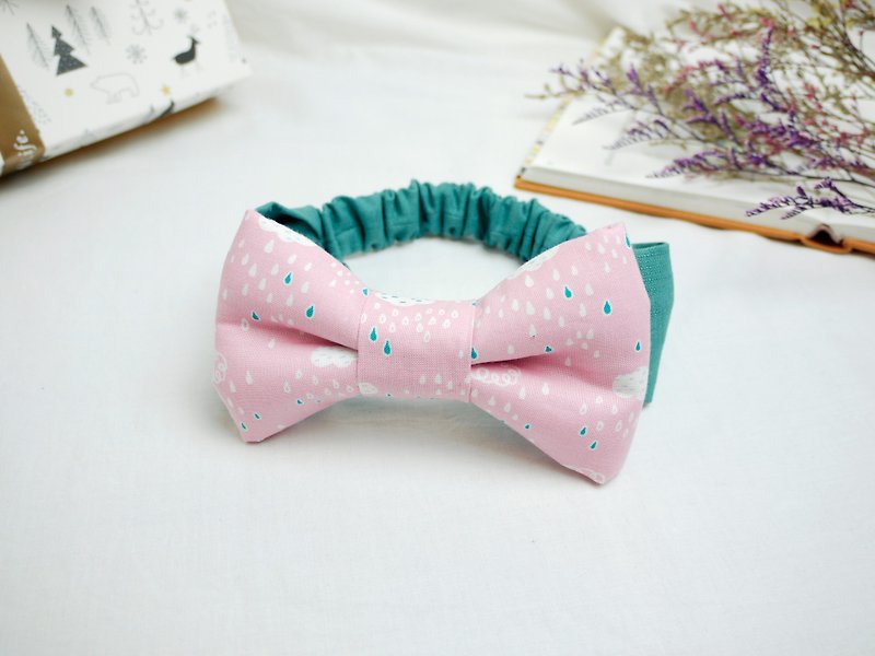 Baby hairband Baby hairband│Three-dimensional bow:::Pink rainy season - หมวกเด็ก - ผ้าฝ้าย/ผ้าลินิน สึชมพู
