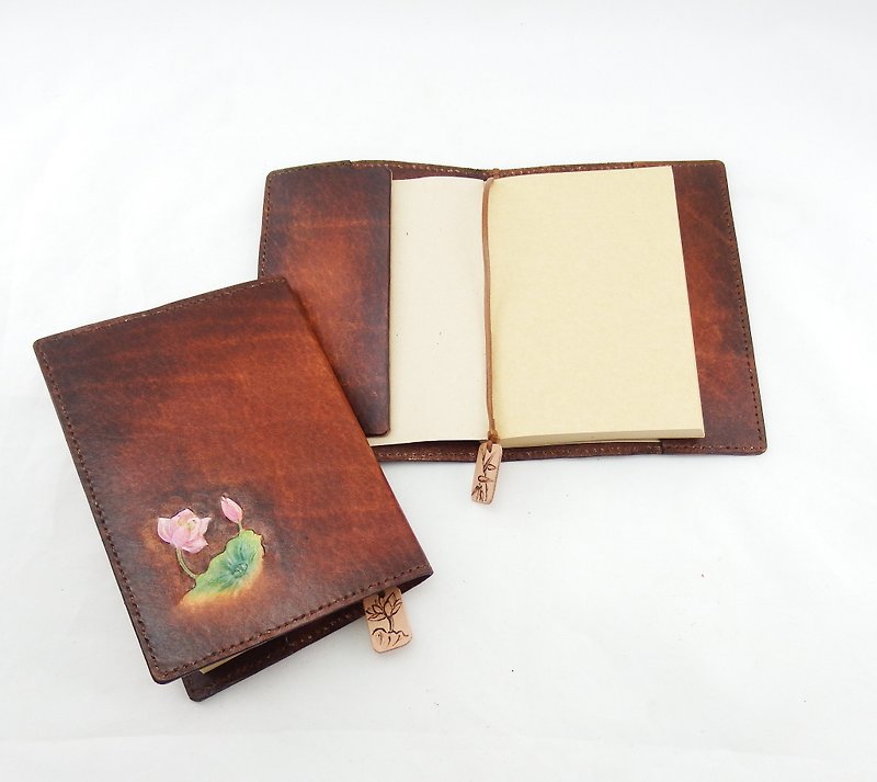 B6、6A手作りの革製ブックカバー、ノートブック、マニュアル、ノートブック、無料の革製ブックマーク - ノート・手帳 - 革 ブラウン