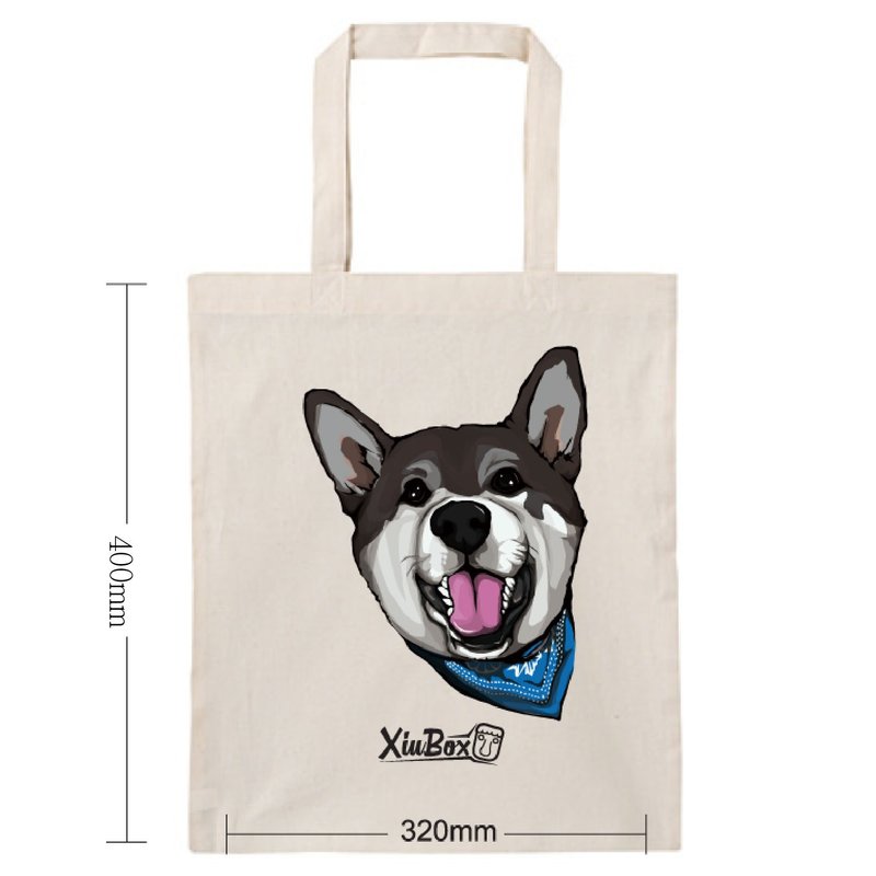 黑 柴犬 狗 可愛 插畫 原創設計 環保袋 帆布袋 購物袋 手提袋 包 - 手提包/手提袋 - 棉．麻 
