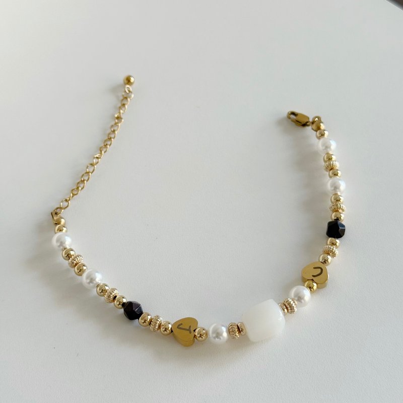 Mimis設計款 寂靜繁星 刻字愛心 母乳手鍊 - 嬰兒手鍊/飾品 - 水晶 