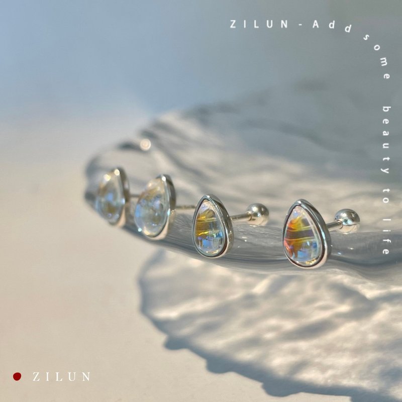 |Simple|Lucky Rainbow Rain•Colorful Glazed Glass•Turning Bead Earrings•925silver - ต่างหู - เงินแท้ 