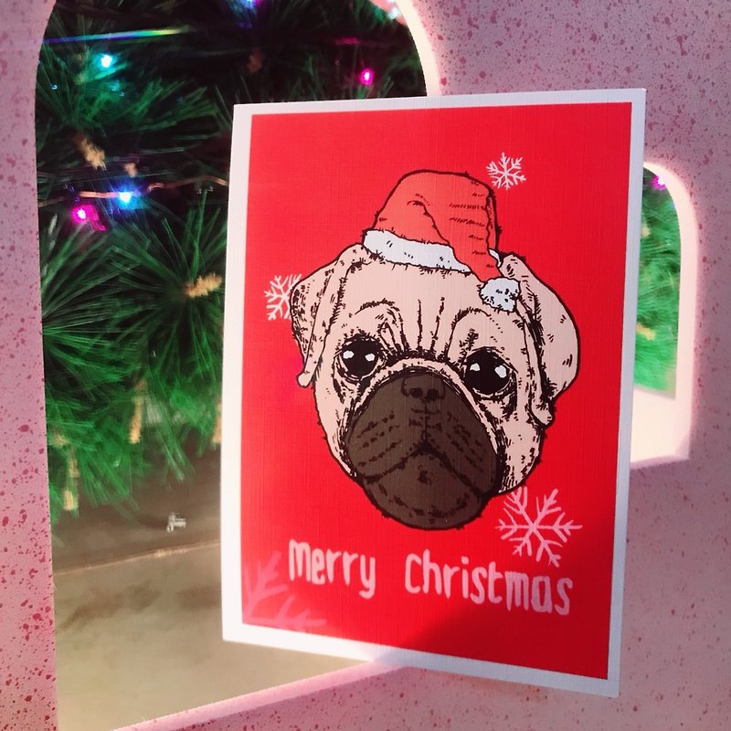 ポストカード - クリスマス - 犬 - カード・はがき - 紙 レッド