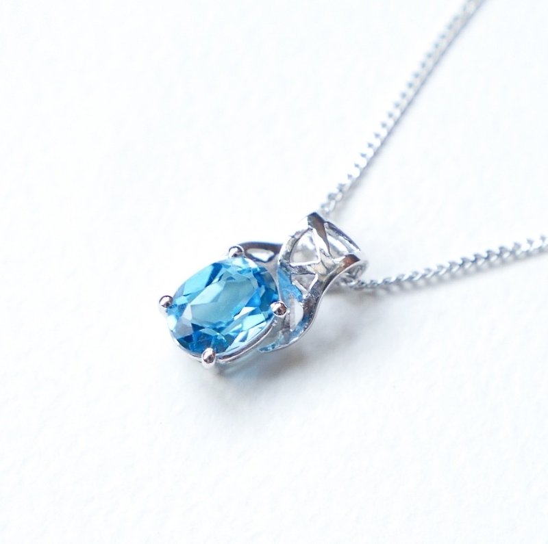 Gemstone Swiss Blue Topaz Necklace【Video】 - Necklaces - Gemstone Blue