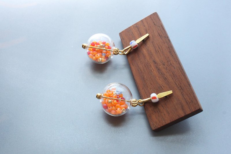 Sparkle - earring  clip-on earring - Earrings & Clip-ons - Glass Orange