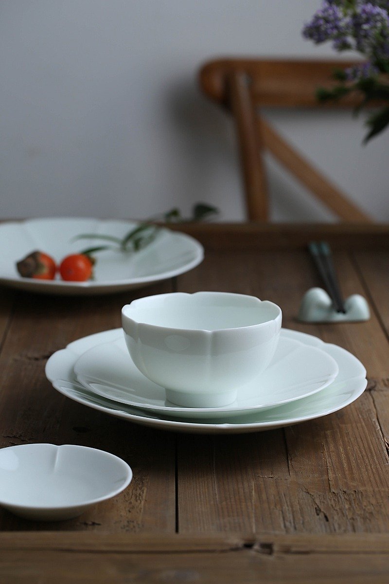 Kuikou Rice Bowl Warm White Glazed Tableware Chinese Song Landscape Dezhen White Porcelain Thin Section - ถ้วยชาม - เครื่องลายคราม 