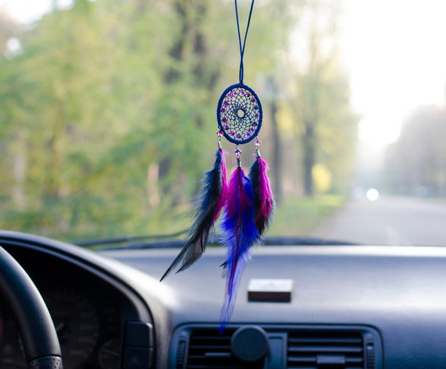 Dreamcatcher Car Charm, Small Blue Dream Catcher, Crescent Moon Rear View  Mirror Accessories, Celestial Car Charm Ukraine Shops 