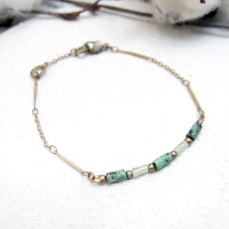 ♦ ViiArt ♦ ♦ Baochai brass turquoise Jade Bracelet - Bracelets - Other Metals Gold