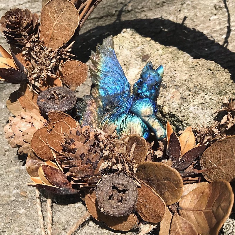 [Lost and find] Natural stone harvest fruit labradorite squirrel wreath - Items for Display - Gemstone Multicolor