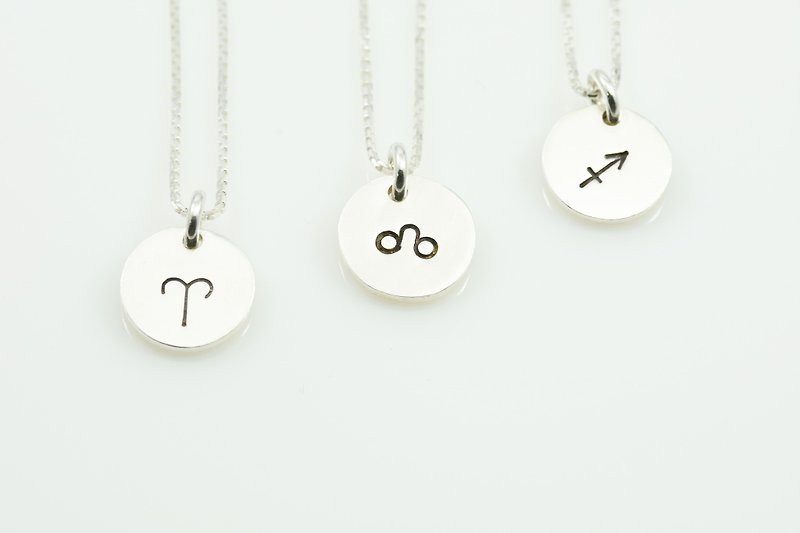Constellation small tag necklace-fire sign (one piece) - สร้อยคอ - เงิน สีเทา