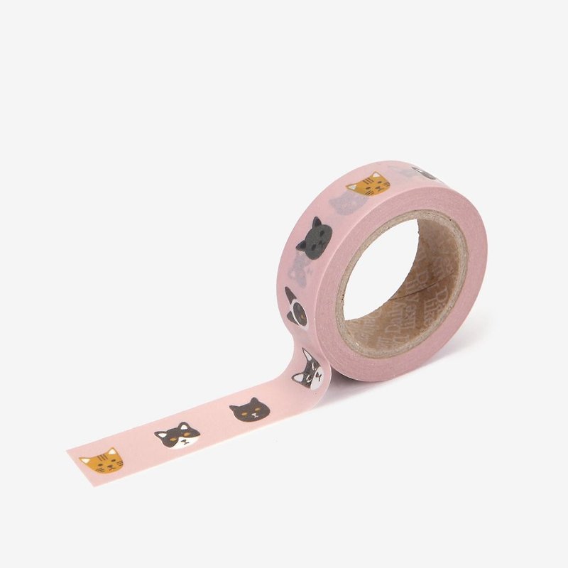 Dailylike single roll of paper tape -76 small head cat, E2D48149 - Washi Tape - Paper Pink