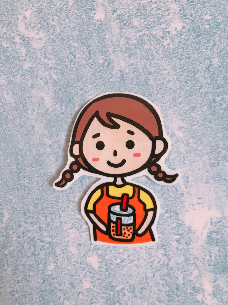 貼紙 珍奶 女孩 防水貼紙 - 貼紙 - 紙 