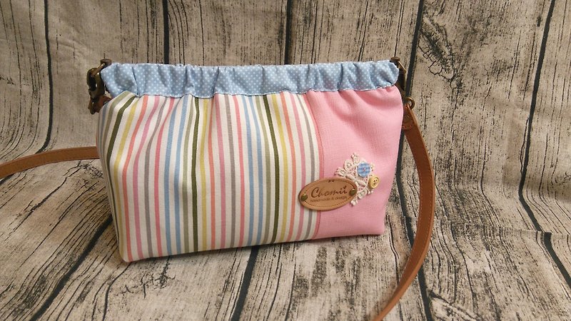 Chomii. Shrapnel gold accompanying bag rainbow fun - Messenger Bags & Sling Bags - Cotton & Hemp Pink