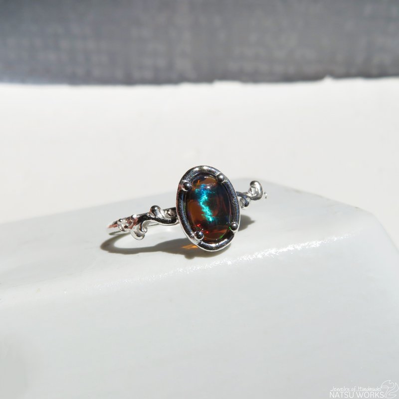 ブラックオパール リング / Ethiopian Black Opal Ring 2 - 戒指 - 寶石 藍色