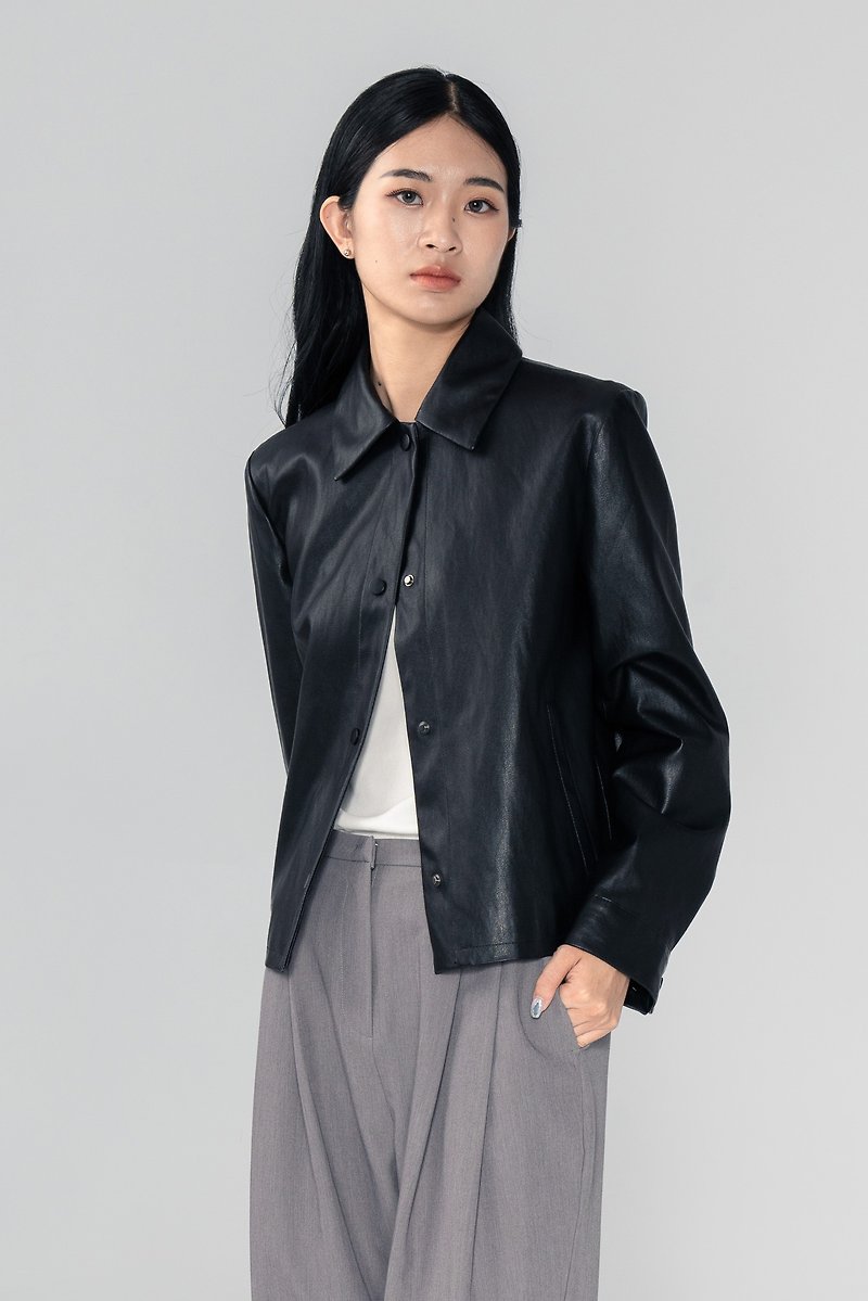 DAN-เสื้อแจ็คเก็ตพื้นฐานพื้นผิว  (สีดำ) - เสื้อแจ็คเก็ต - เส้นใยสังเคราะห์ สีดำ