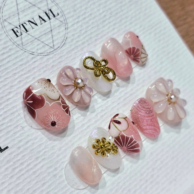 日式立體花穿戴甲 - 其他 - 塑膠 粉紅色