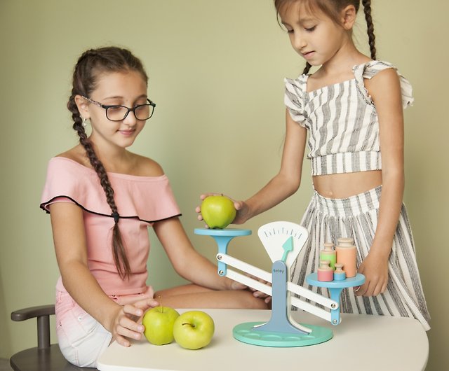 Wooden balance scale Montessori kitchen Pretend play toys Wooden play  kitchen - Shop ODEAS Kids' Toys - Pinkoi