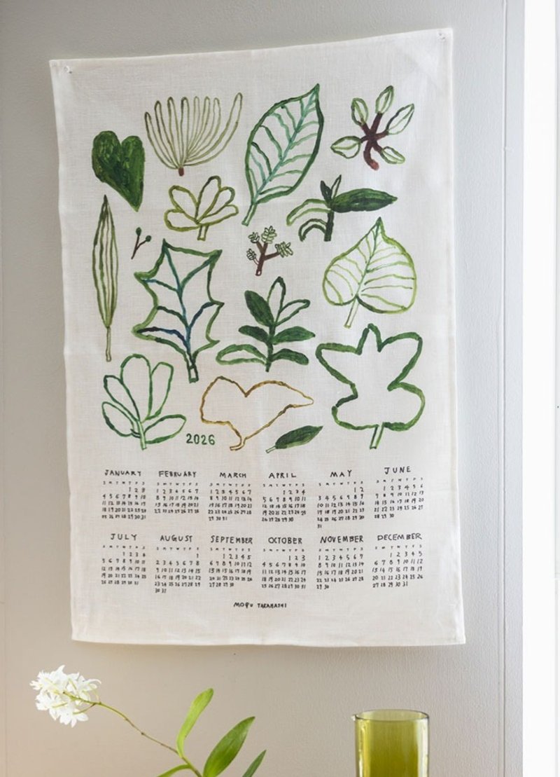 Fog Linen Work - Mogu Takahashi Collaboration Green Plant 2026 Calendar/Wall Hanging - ปฏิทิน - ลินิน สีเขียว