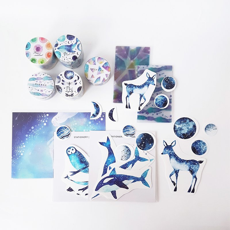 Starry Choice Lucky Bag Tape Postcard Stickers - มาสกิ้งเทป - กระดาษ หลากหลายสี