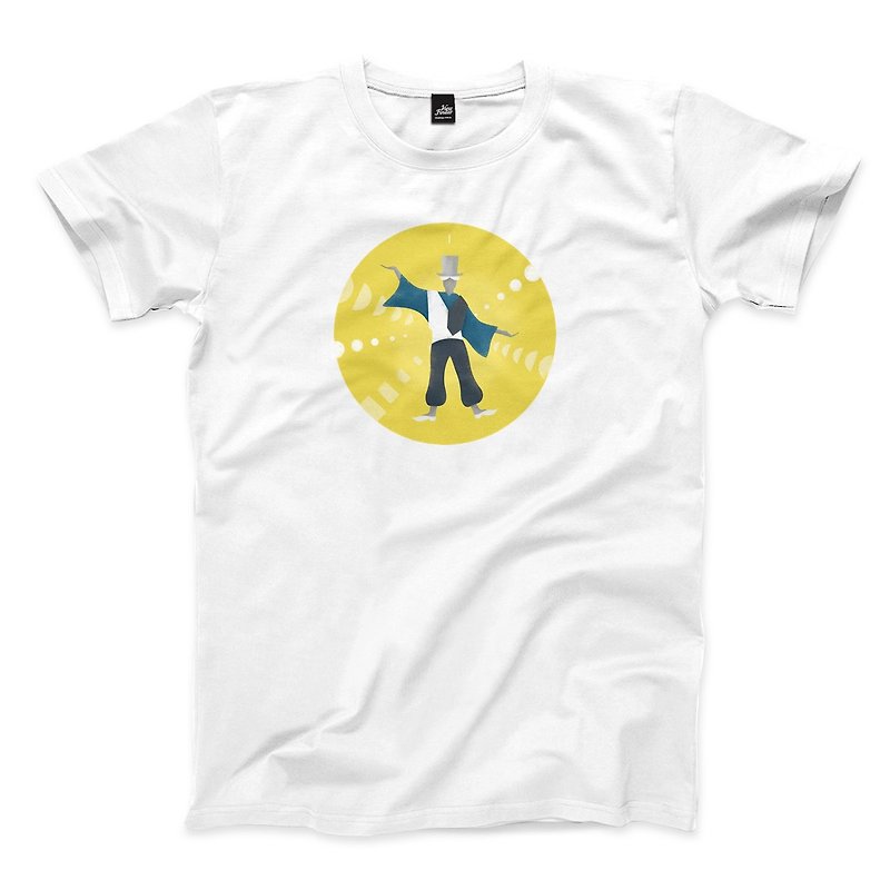Magician-White-Unisex T-shirt - เสื้อยืดผู้ชาย - ผ้าฝ้าย/ผ้าลินิน ขาว