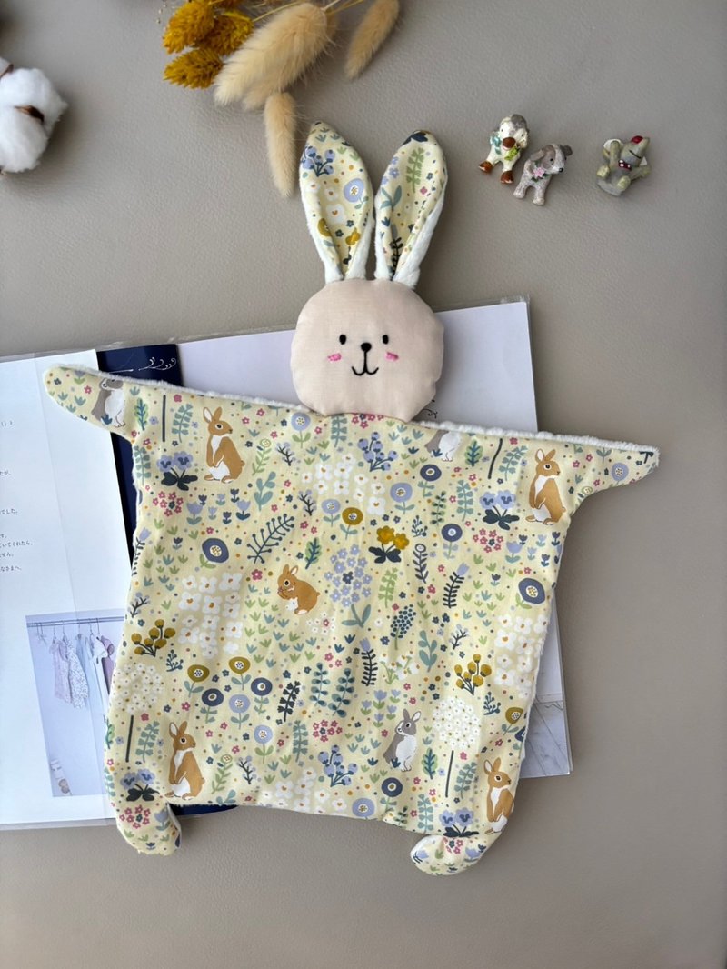 Bunny Baby Soothing Cloth - Bunny Garden Korean pure cotton cloth saliva towel - ของเล่นเด็ก - ผ้าฝ้าย/ผ้าลินิน สีเหลือง