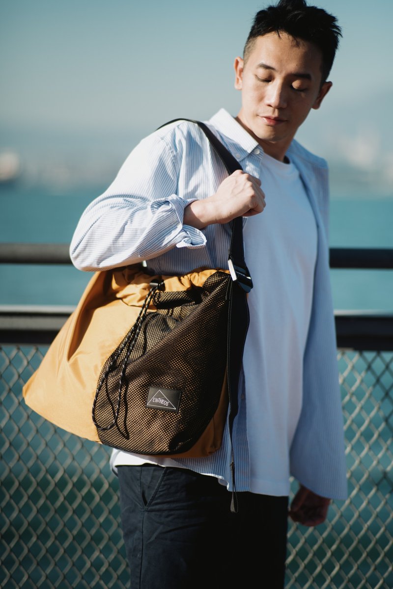 Dominic抽繩單肩袋 - 側背包/斜背包 - 環保材質 橘色