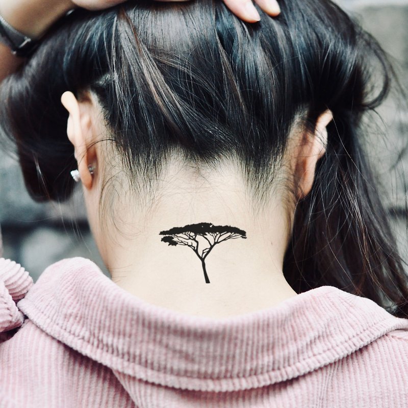 Acacia Tree Temporary Tattoo Sticker (Set of 2) - OhMyTat - Temporary Tattoos - Paper Black