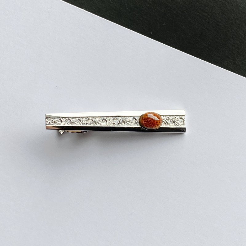 Suehiro [Brown Brown] Cloisonne Tie Clip, Pure Silver Cloisonne - Ties & Tie Clips - Other Materials Brown